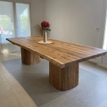Plateau de table chêne tempête bords brut