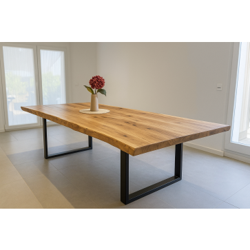 Plateau de table chêne tempête bords brut
