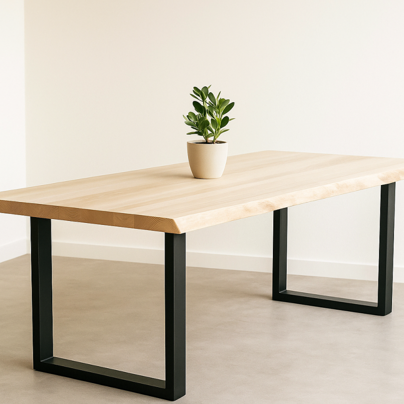 Plateau de table hêtre blanc bords brut